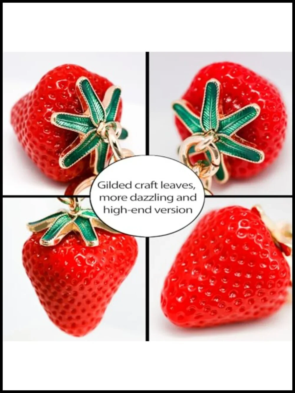 Strawberry and Cherry Bag Charm Keychain for Handbags